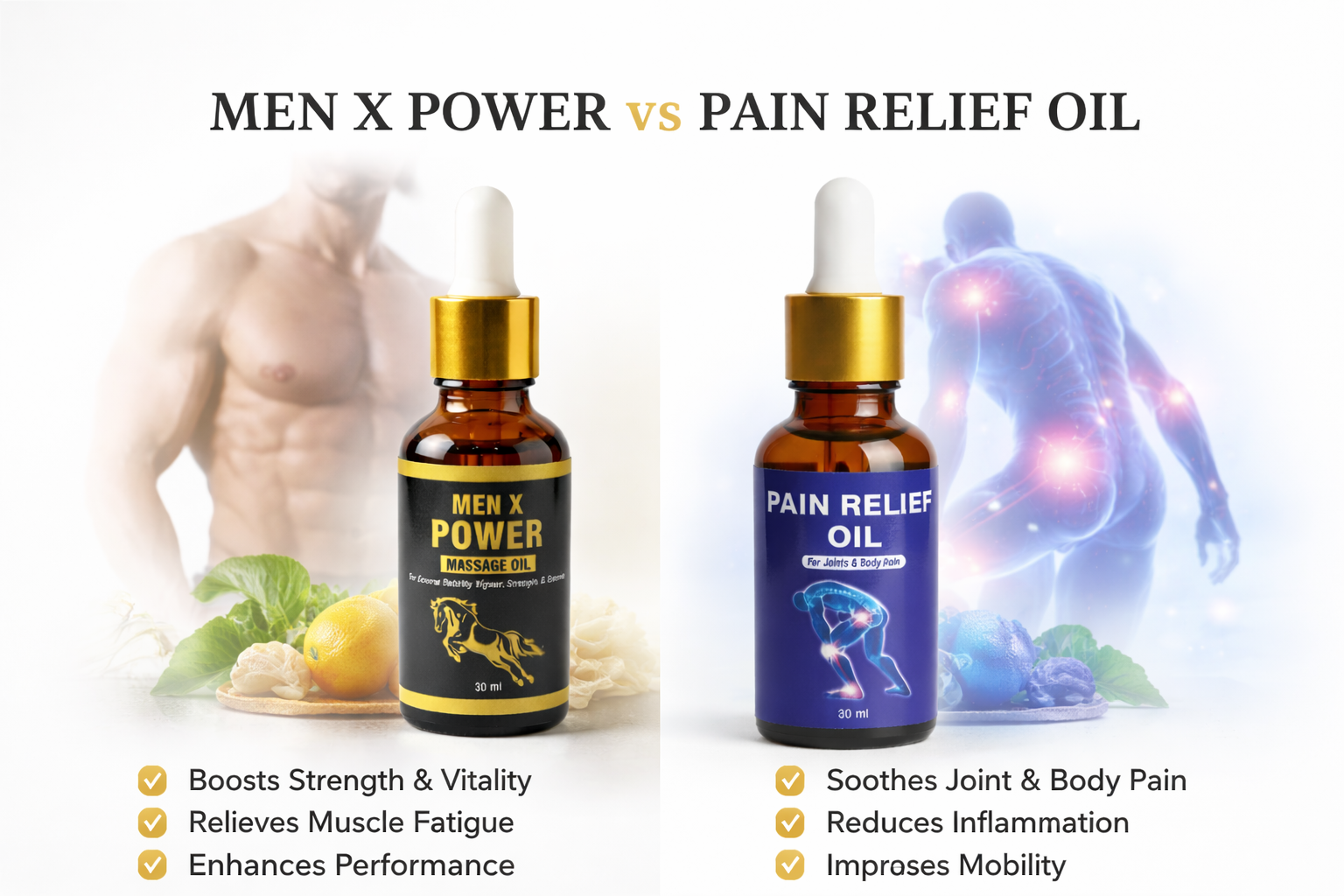 Men X Power + Pain Relief Oil Combo Pack (30ml + 30ml)